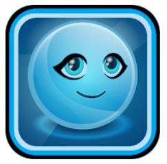 An icon for the game "Drain Games" of a waterdrop with a happy face